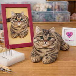 サンプルページ 茶トラ 猫ちゃん 植毛あり Mサイズ 羊毛フェルト 羊毛