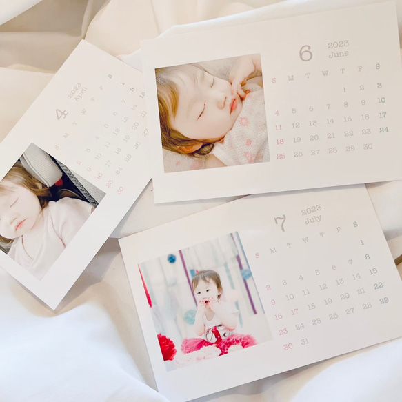 2L 卓上 開始月が選べる 光沢紙 【I】 写真入り2024年カレンダー カレンダー 子供 ペット プレゼント 10枚目の画像