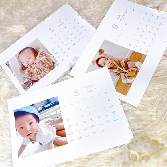 2L 卓上 開始月が選べる 光沢紙 【I】 写真入り2024年カレンダー カレンダー 子供 ペット プレゼント 7枚目の画像