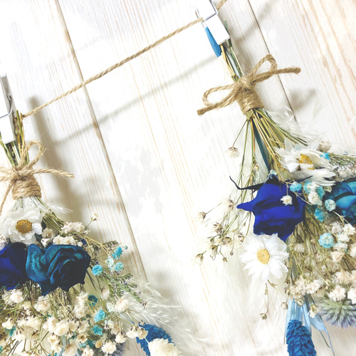 ドライフラワースワッグ＊ガーランド＊＊爽やかブルーmini bouquet