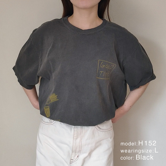 らくがき 半袖 Tシャツ 黒 S,M,L  綿100％   大人服 ユニセックス ヴィンテージライク　夏 3枚目の画像
