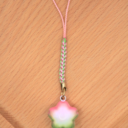 【New】シャララーン水琴鈴ストラップ　グラデーション桜　ピンクグリーン 3枚目の画像