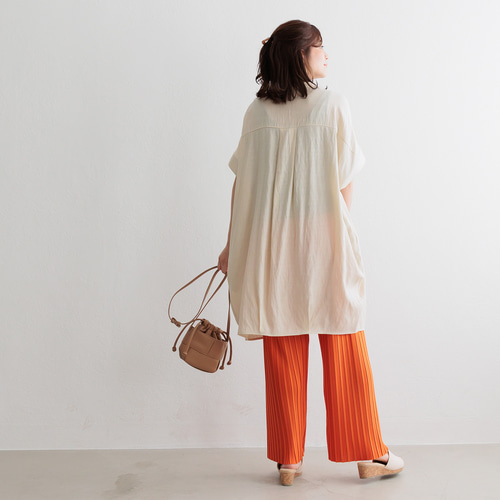 全3色】多釦 同色釦 コクーンチュニック 半袖 ブラウス 23064