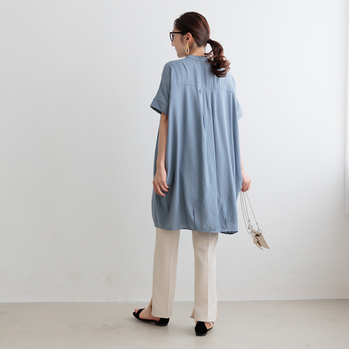 全3色】多釦 同色釦 コクーンチュニック 半袖 ブラウス 23064