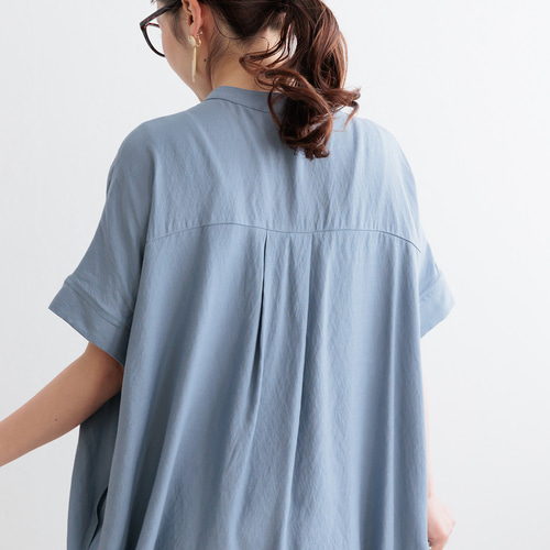 全3色】多釦 同色釦 コクーンチュニック 半袖 ブラウス 23064