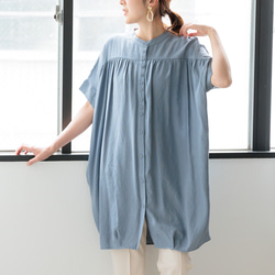 全3色】多釦 同色釦 コクーンチュニック 半袖 ブラウス 23064