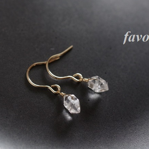 14kgf ハーキマーダイヤモンドピアス*