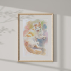 原画 『 蒼紅の空で 』アクリル水彩画 絵画 猫 ねこ イラスト アート ねこ①_水彩原画_イラスト イラスト n.akabae 通販 15708901