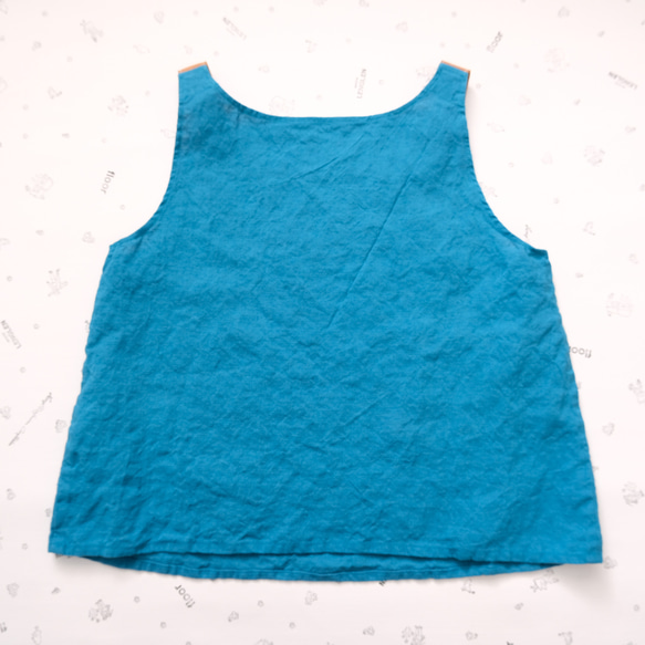 two tone rough linen tops   water blue 第5張的照片