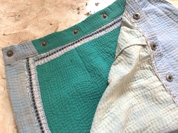 A フリーサイズ！ラリーキルト　ラップスカート⭐︎刺し子 グドゥリー 巻きスカート 2枚目の画像