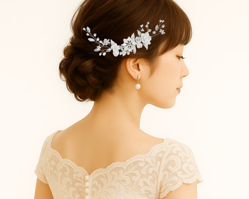 髪飾り　ヘッドパーツ　ヘッドドレス H-42】ブライダル ヘッドドレス ウェディング ヘアアクセサリー