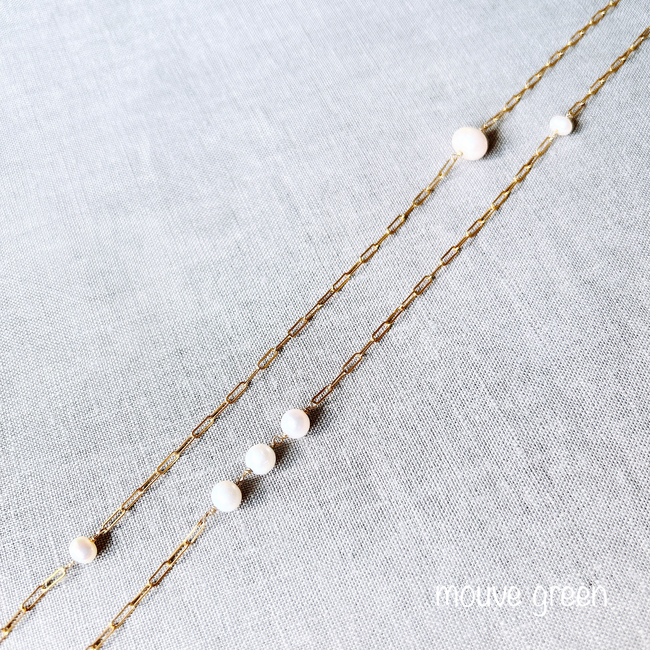 【14kgf 】アシンメトリー ロングパールネックレス