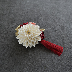 ダリアの華恋✤2wayヘアクリップ　つまみ細工　髪飾り　成人式　卒業式　七五三　結婚式のお呼ばれ　フォーマル　プレゼント 2枚目の画像