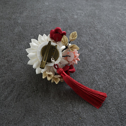 ダリアの華恋✤2wayヘアクリップ　つまみ細工　髪飾り　成人式　卒業式　七五三　結婚式のお呼ばれ　フォーマル　プレゼント 6枚目の画像
