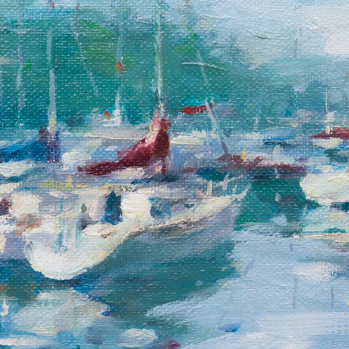 爽やかな風-1】油絵原画 M3サイズ 一点物 イーゼル付 豪華