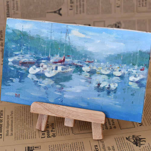 爽やかな風-1】油絵原画 M3サイズ 一点物 イーゼル付 豪華