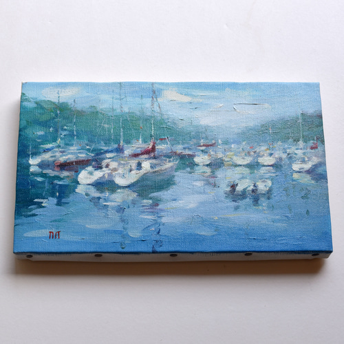 イカの油絵【つまみ雲】1点物の原画◆作者サイン入り/F3号サイズ油彩画 イカの油絵【つまみ雲】1点物の原画◇作者サイン入り/F3号サイズ