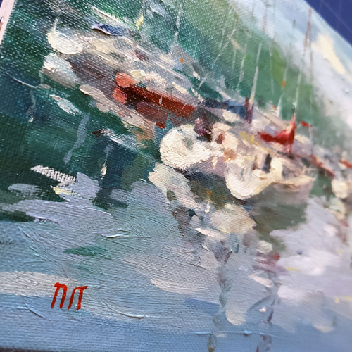 爽やかな風-1】油絵原画 M3サイズ 一点物 イーゼル付 豪華