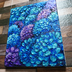 油絵 絵画【青い紫陽花】 8枚目の画像