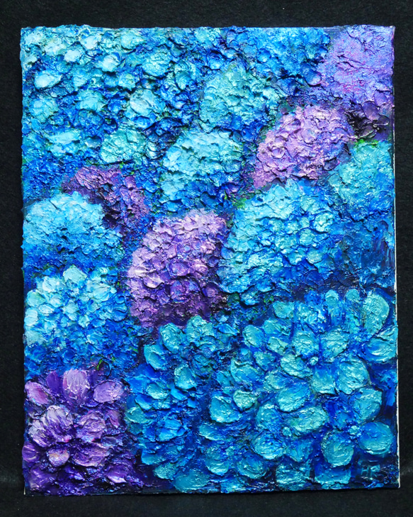 油絵 絵画【青い紫陽花】 4枚目の画像