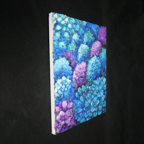 油絵 原画【群青のトパーズ】あじさい 紫陽花 絵画 インテリア 額なし