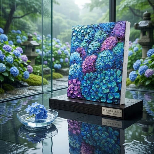 油絵 原画【群青のトパーズ】あじさい 紫陽花 絵画 インテリア 額なし 初夏 油絵 原画【群青のトパーズ】あじさい 紫陽花 絵画 インテリア 額なし