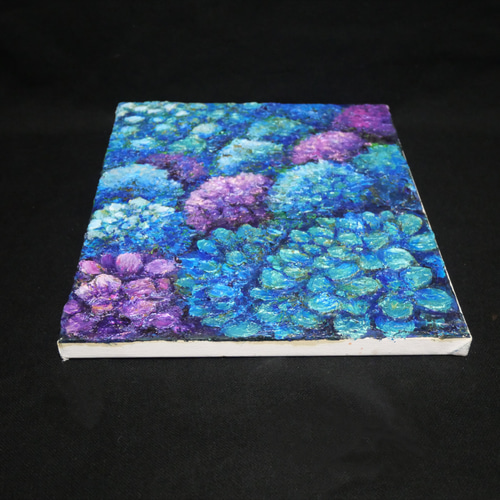 油絵 原画【群青のトパーズ】あじさい 紫陽花 絵画 インテリア 額なし