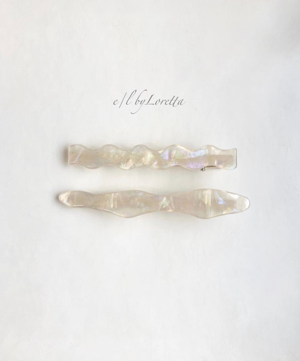 W wave design hair clip(Off-white aurora) 1枚目の画像