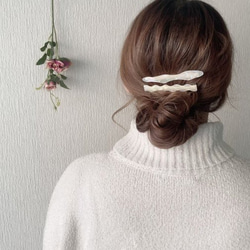 W wave design hair clip(Off-white aurora) 2枚目の画像