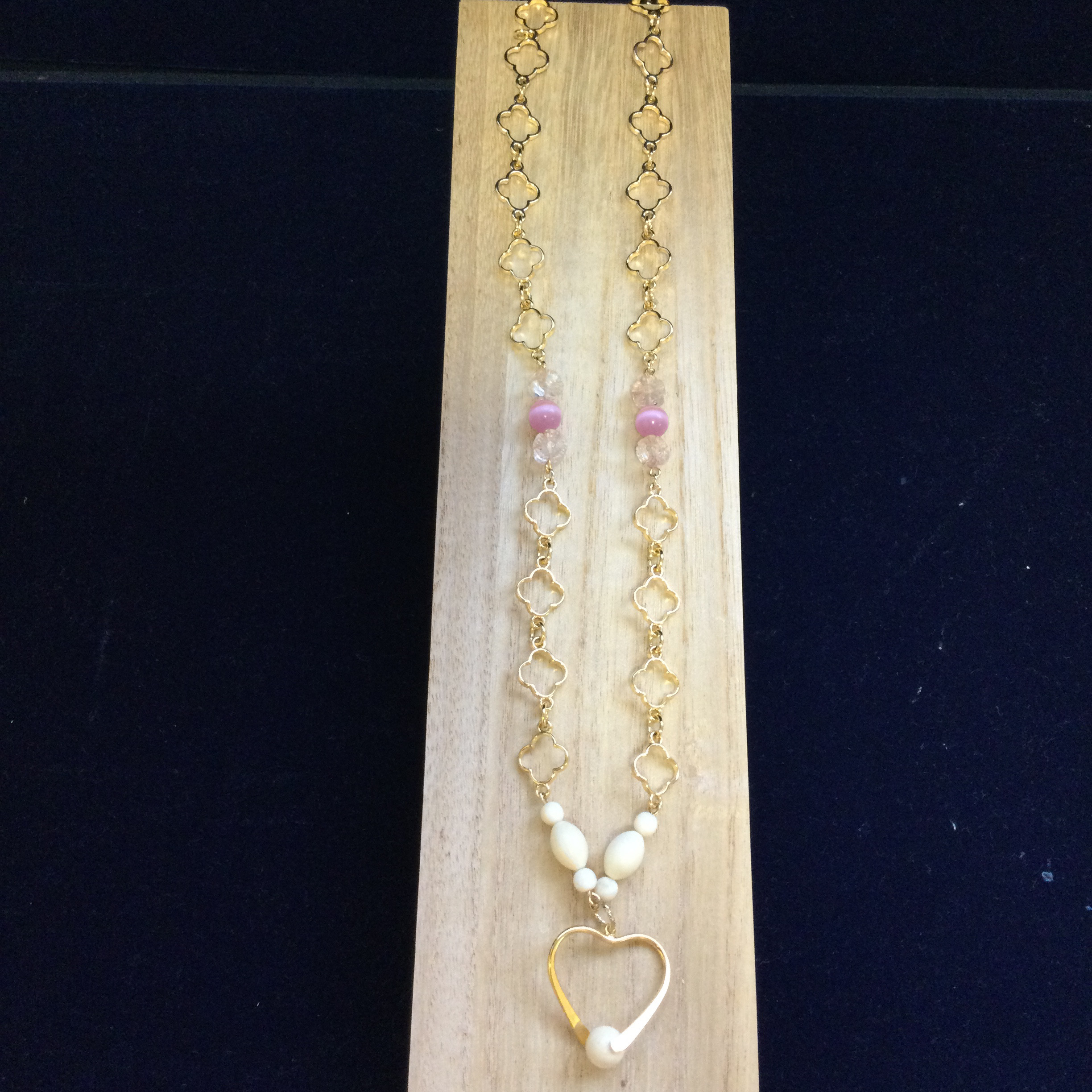 ☆本象牙＆とんぼ玉＆水晶ネックレス　A-62 ※