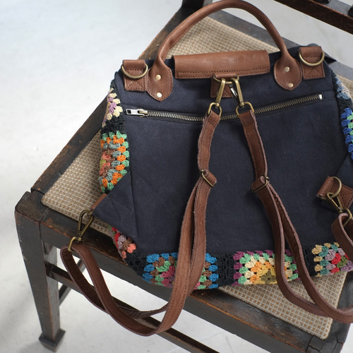 ハンドバッグやショルダーにも！3wayフラワークロシェリュック（23s-09