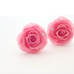 本物の花　ローズメリアのピアス　プリンセスピンク　パールキャッチ　Tenshinranman’s Rosemantic 4枚目の画像