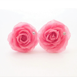 本物の花　ローズメリアのピアス　プリンセスピンク　パールキャッチ　Tenshinranman’s Rosemantic 2枚目の画像