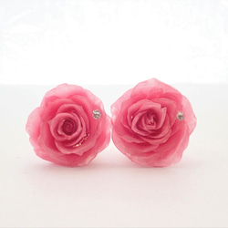 本物の花　ローズメリアのピアス　プリンセスピンク　パールキャッチ　Tenshinranman’s Rosemantic 3枚目の画像