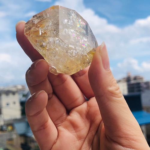 ☆【虹入り!!ハーキマーダイヤモンド】17ミリオーバー 大粒！虹入りハーキマーダイヤモンド原石 天然石 虹色の星 通販