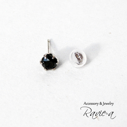 pt900 ブラックダイヤモンド1粒ピアス 0.5ct 片耳用 メンズ ユニ