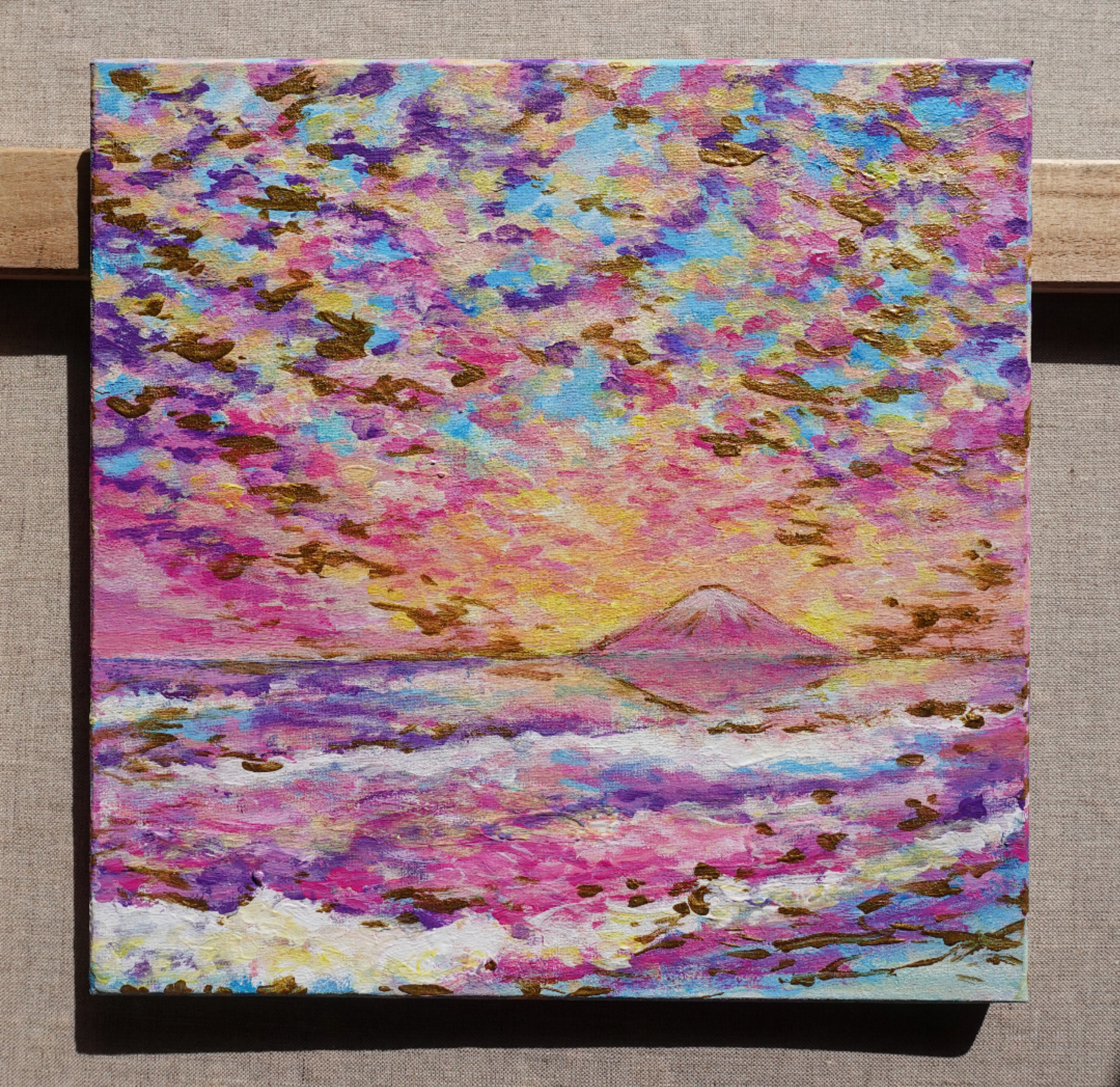 ピンクの空と富士山のある絵 絵画 むらいさき 通販｜Creema
