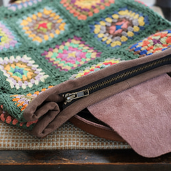 可手提可挎！ 3向花朵鉤針背包 (23s-09) 綠色 第15張的照片