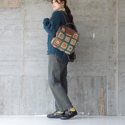 可手提可挎！ 3向花朵鉤針背包 (23s-09) 綠色 第10張的照片