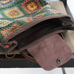 可手提可挎！ 3向花朵鉤針背包 (23s-09) 綠色 第17張的照片