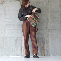 可手提可挎！ 3向花朵鉤針背包 (23s-09) 綠色 第12張的照片