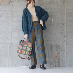 可手提可挎！ 3向花朵鉤針背包 (23s-09) 綠色 第9張的照片