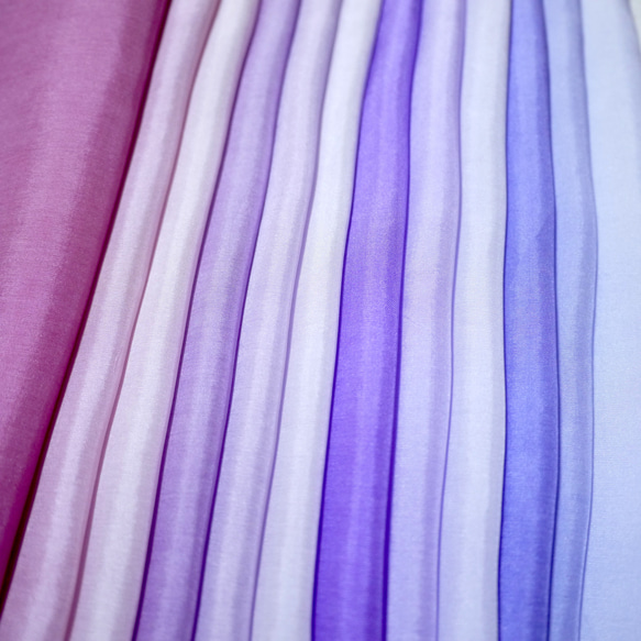 (N-01)純絲衣身襯(和服襯)手染衣身襯12件套紫紫色漸變海裾工藝布 第2張的照片