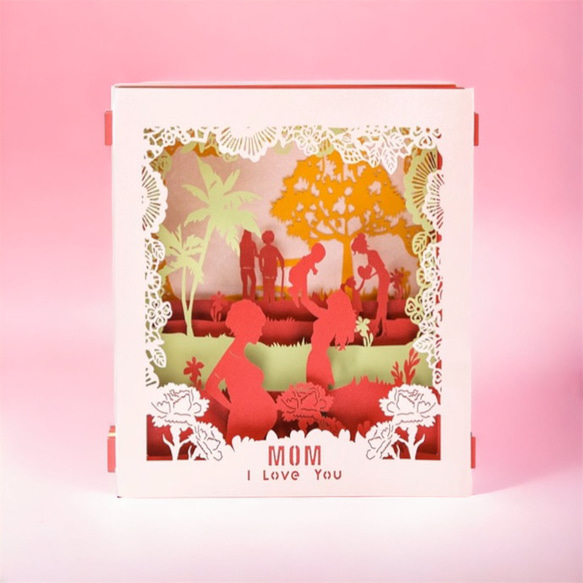手作り切り紙ポップアップカード 家族 母の日 MOM 母の日のプレゼント