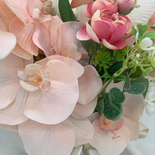 胡蝶蘭♡アプリコットカラー♡韓国風ウェディングブーケ＆ブートニア  