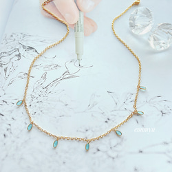 1点のみ！！Turquoise Blue Jewelry Gold Necklace 1枚目の画像