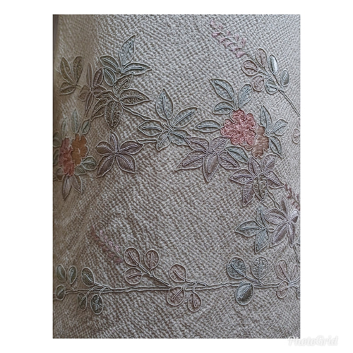 着物リメイク スワトウ刺繍 Mサイズ Aラインノースリーブブラウス 砂色 