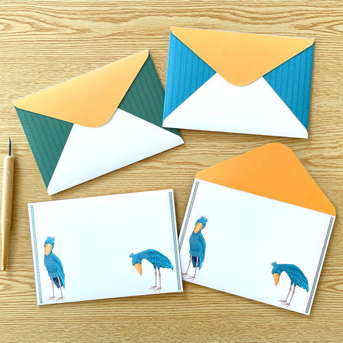 ハシビロコウのレターセット（シール付）洋2封筒 A5便箋 手紙 お礼状