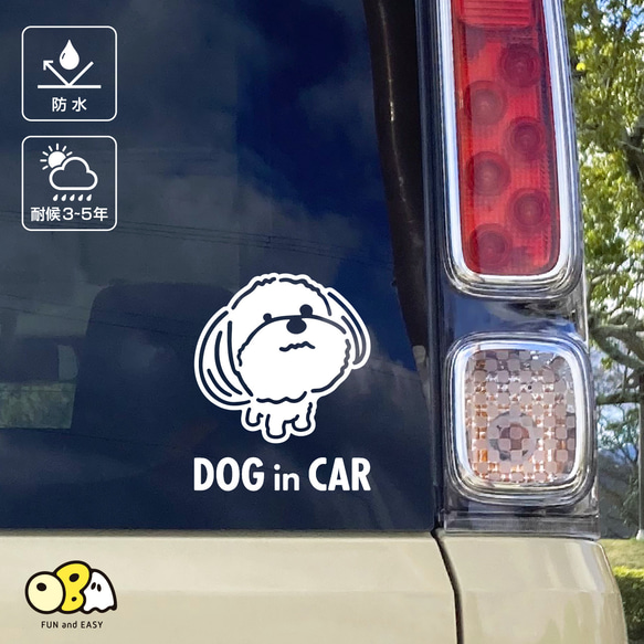 DOG IN CAR/シーズーA カッティングステッカー KIDS IN CAR・BABY IN CAR・SAFETY 2枚目の画像