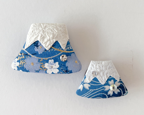 富士山マグネット 大小2個セット①友禅和紙くるみ絵 プチギフト 日本